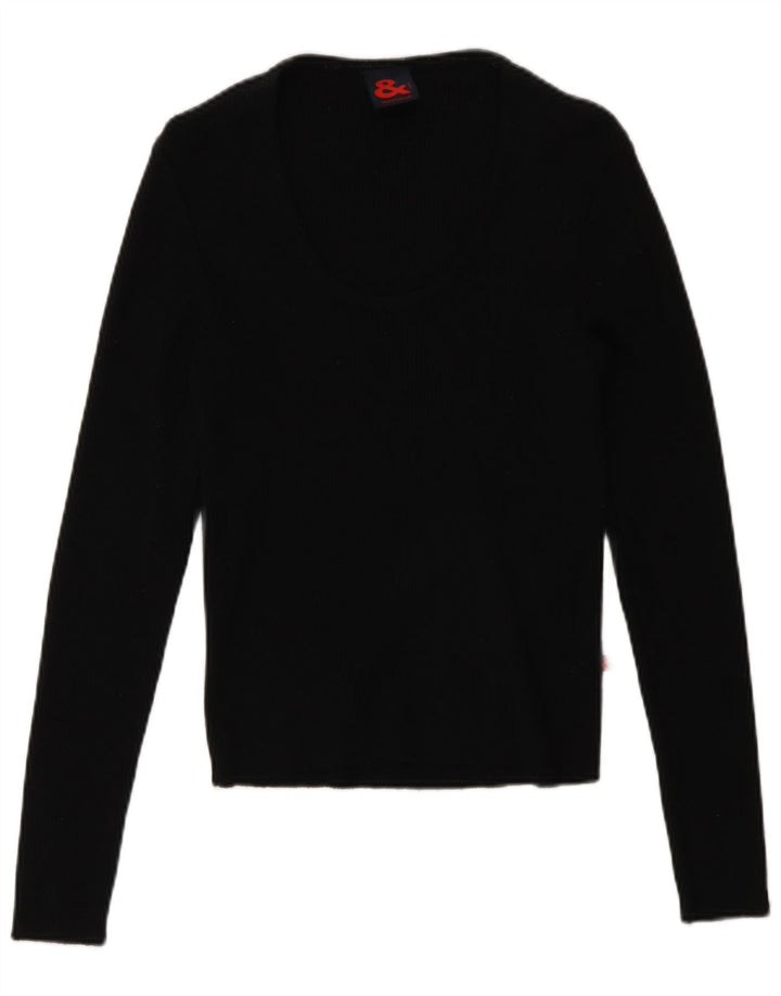 Dolce & Gabbana Top pentru femei cu mânecă lungă IT 46 Lână merinos mare neagră