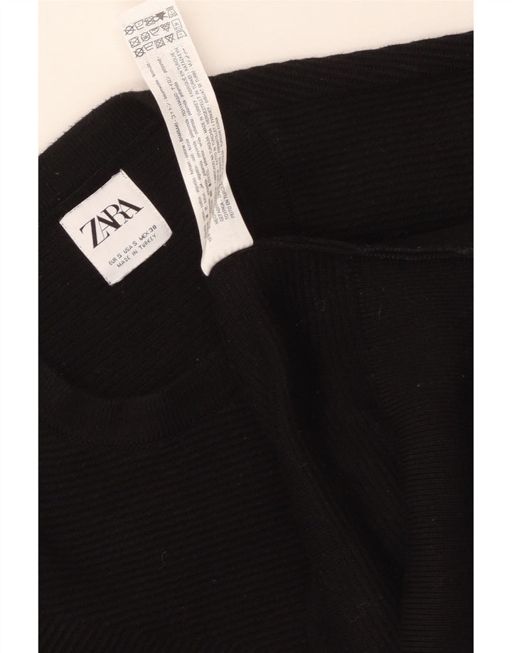 Pulover ZARA pentru bărbați, cu gât crew, bumbac mic, negru