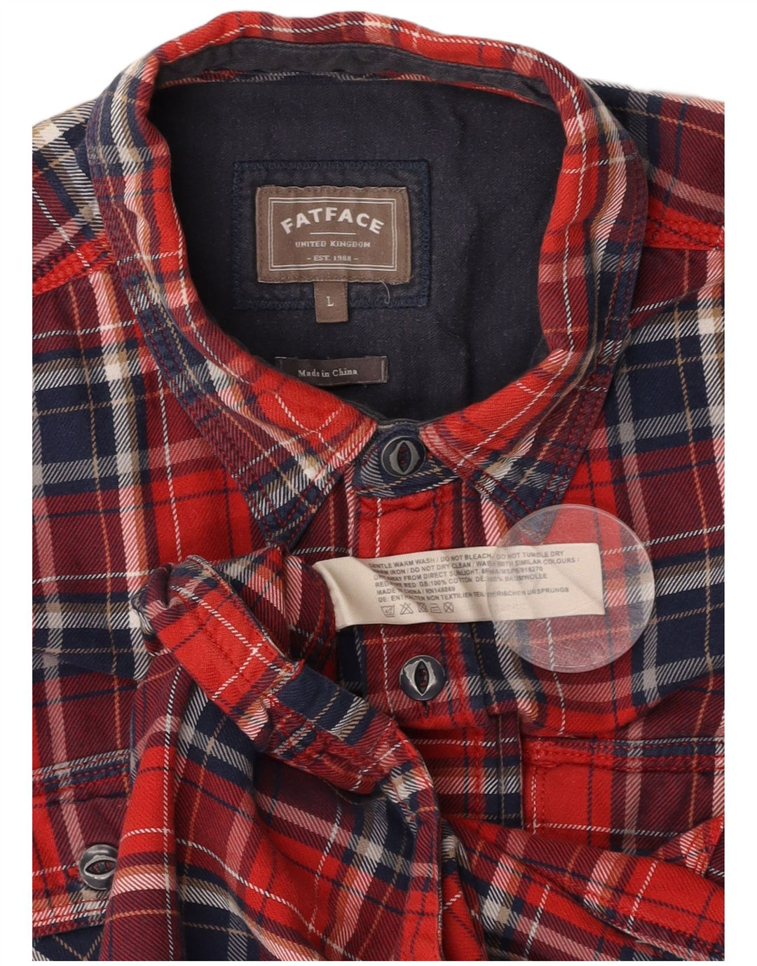 FAT FACE Mens Flannel Shirt Large Red Check Cotton