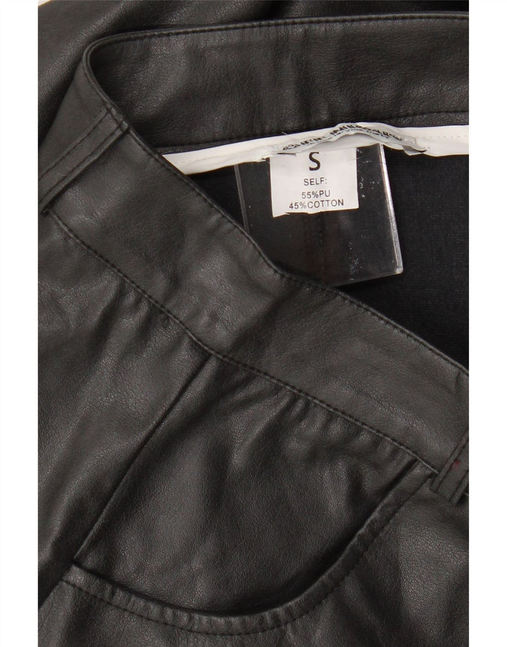 Fusta de damă vintage din blană artificială mică W26 poliuretan negru