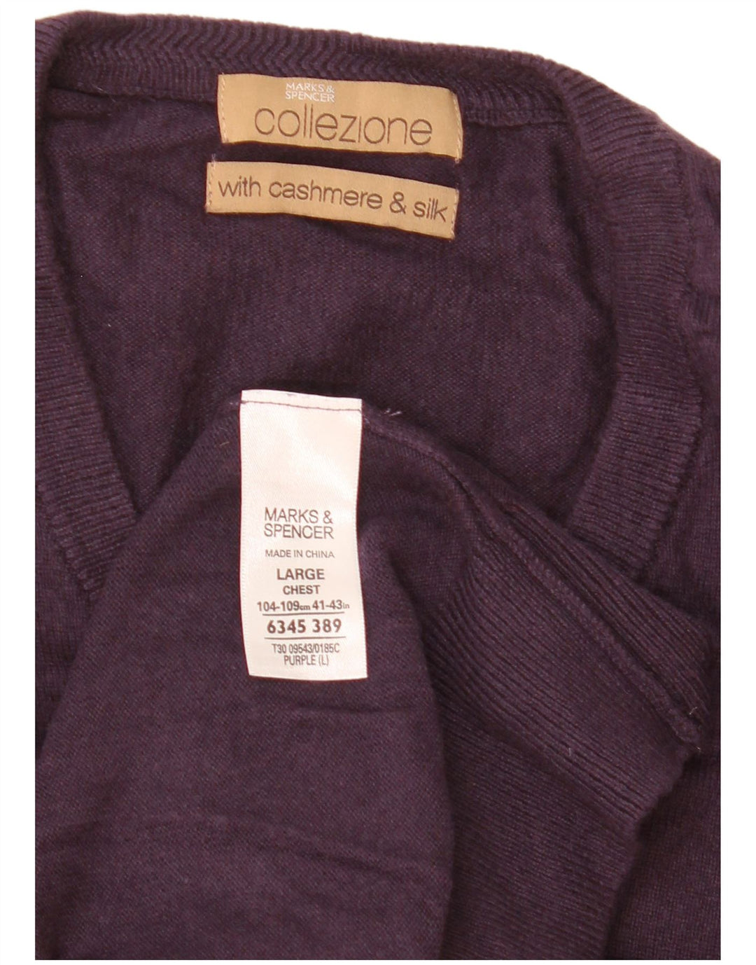 Pulover pentru bărbați Marks & Spencer, cu decolteu în V, mare, mov, viscoză