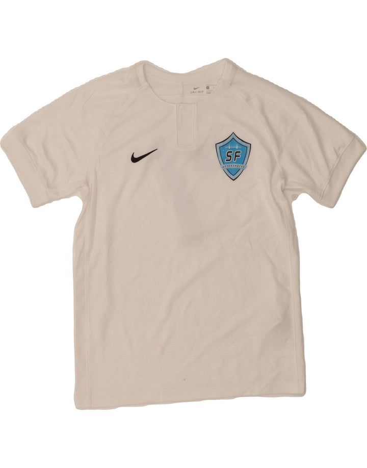 NIKE Boys Dri Fit Graphic T-Shirt Top 12-13 Years Large  White Polyester Vintage Nike and Second-Hand Nike from Messina Hembry 