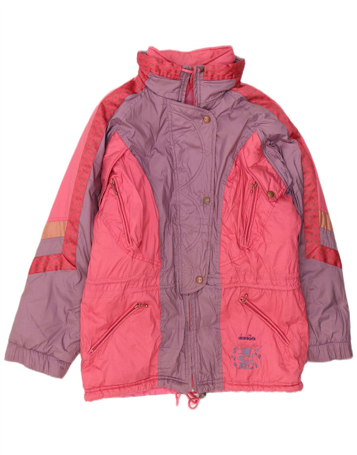 Jachetă de schi Diadora pentru femei, cu tăiere largă, UK 14, roz mediu, poliester color bloc