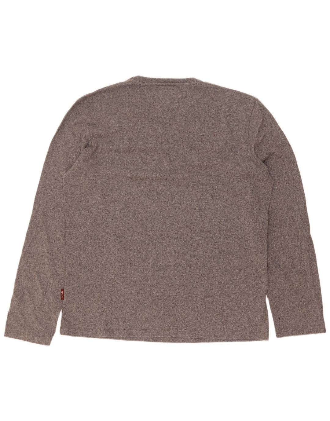 Sisley Top grafic pentru bărbați cu mânecă lungă XL bumbac gri