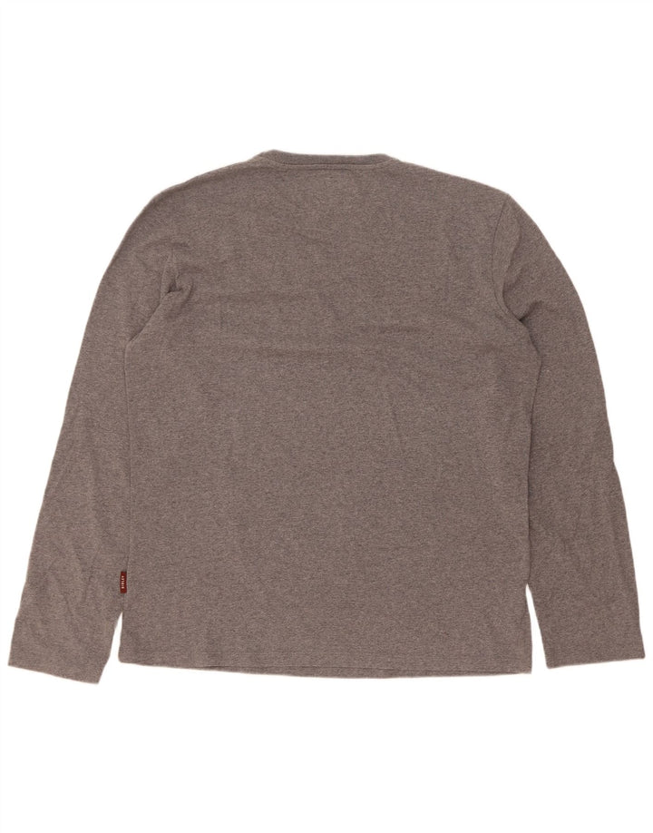 Sisley Top grafic pentru bărbați cu mânecă lungă XL bumbac gri