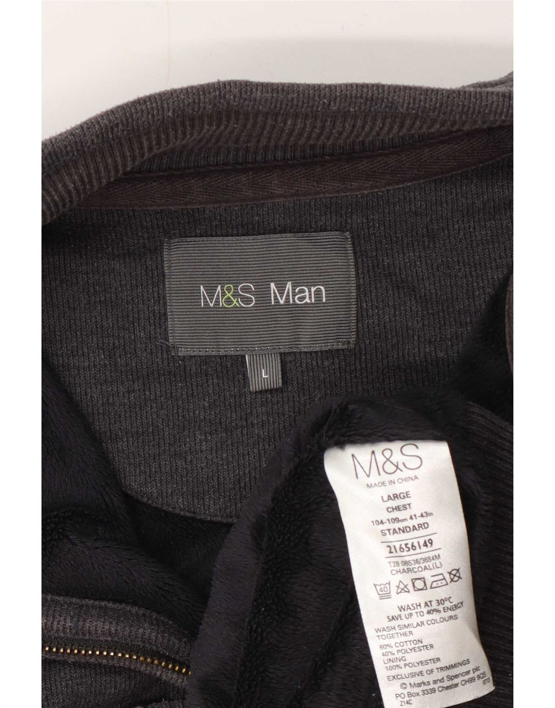 Jachetă de trening pentru bărbați Marks & Spencer, mare, gri, bumbac