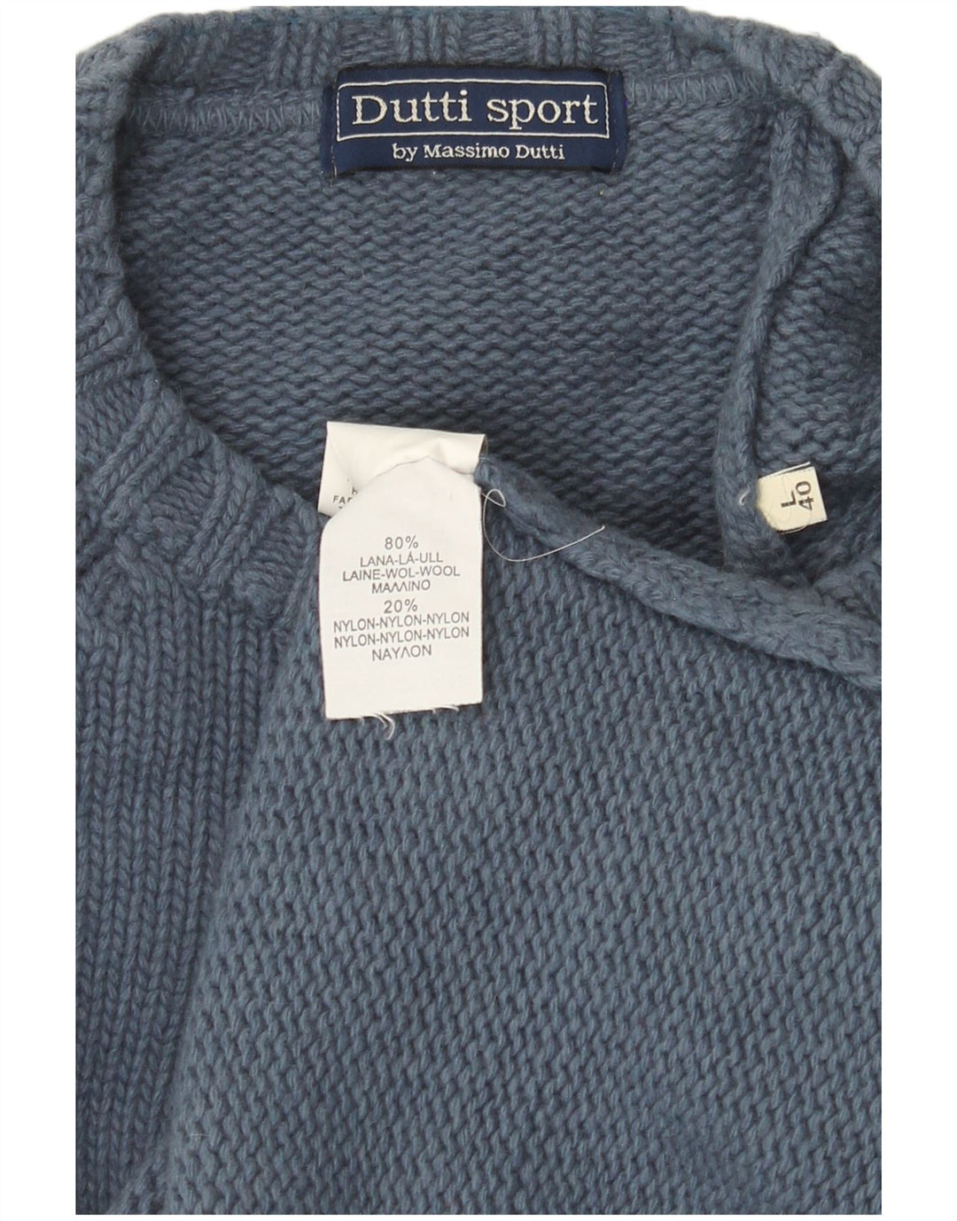 Massimo Dutti Pulover pentru bărbați cu gât crew pulover mare, albastru, lână Fair Isle