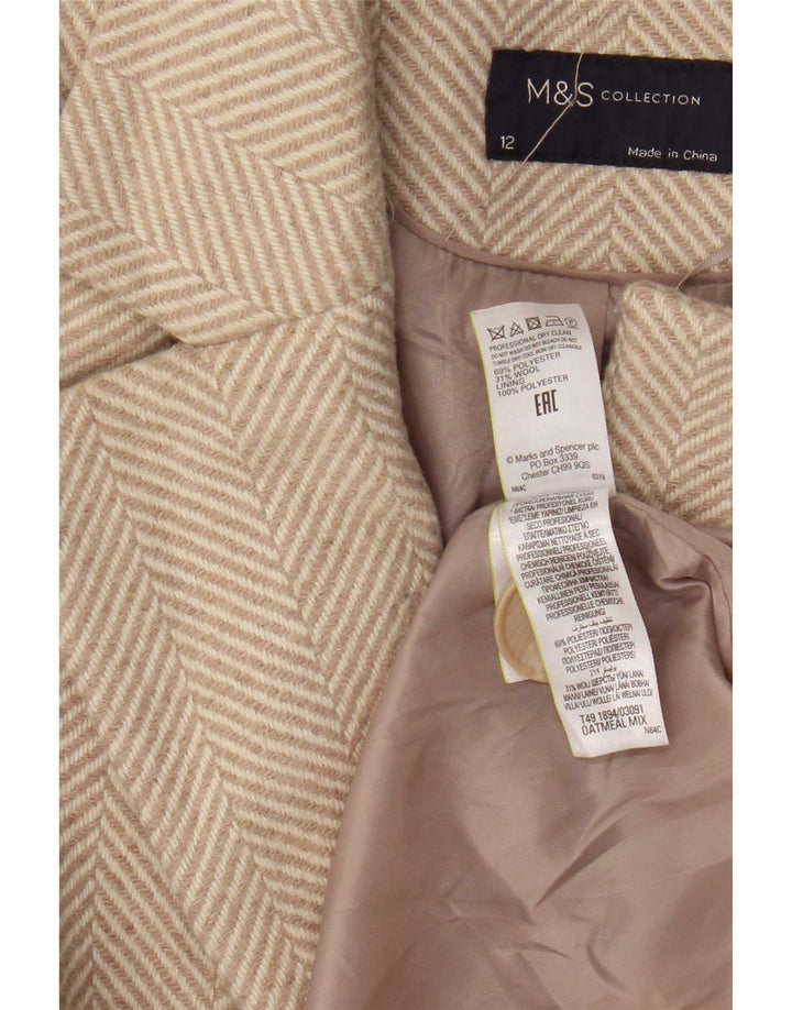 Pardesiu pentru femei Marks & Spencer UK 12 Medium Beige Herringbone Poliester
