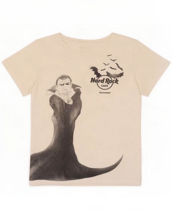 Hard Rock Cafe Womens Bucharest Graphic T-shirt Top UK 12 Medium White