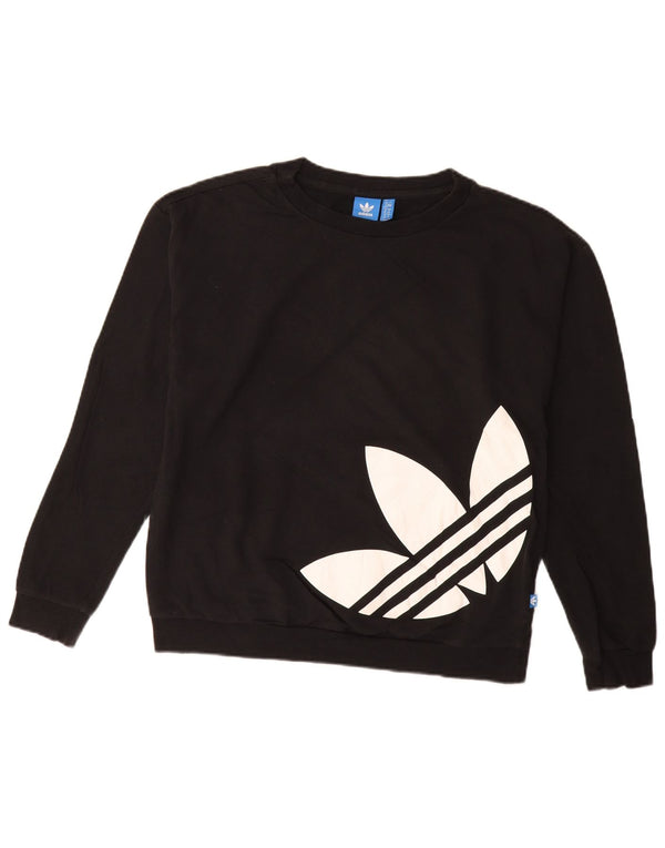 ADIDAS Pulover cu grafic pentru femei UK 12 Bumbac mediu negru