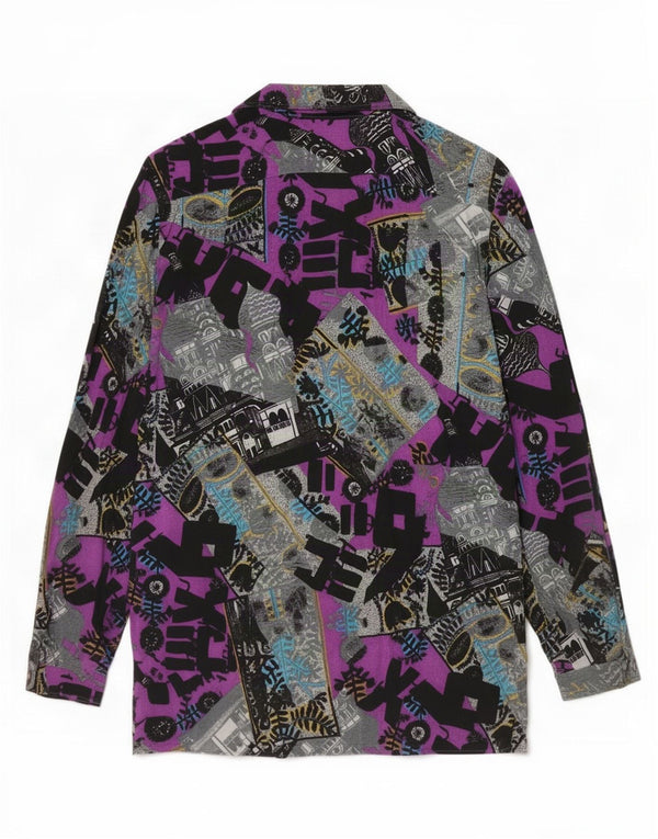 Cămașă Vintage pentru femei cu model abstract UK 14 Medium Multicolor