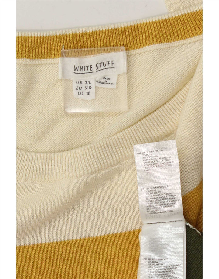 White Stuff Pulover pentru damă cu decolteu rotund UK 22 3XL, cu dungi multicolore