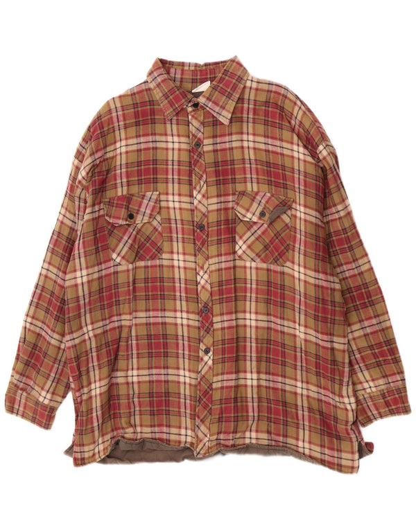 Vintage Mens Lumberjack Flannel Camasa Marimea 46/48 2XL Burgundy Carid Bumbac