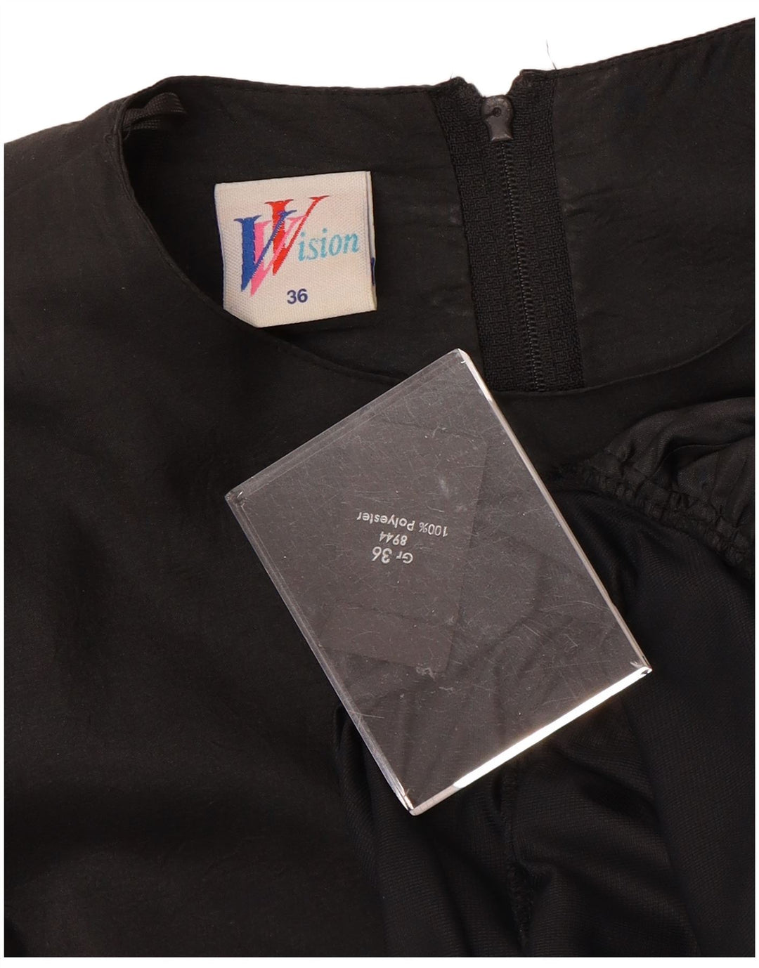 VINTAGE Rochie cu mâneci lungi pentru femei EU 36 Poliester negru mic