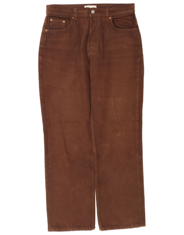 Blugi drepți cu talie mare pentru femei Zara EU 40 Medium W30 L28 Maro