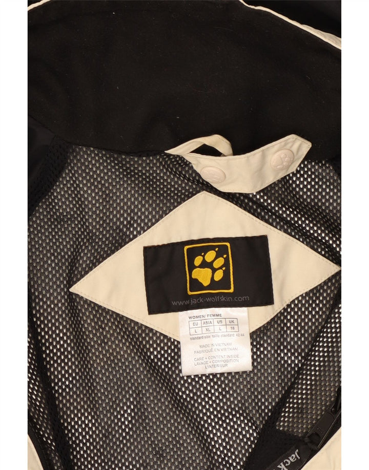 JACK WOLFSKIN Jachetă de ploaie cu glugă pentru femei UK 16, mare, bej, bloc de culoare