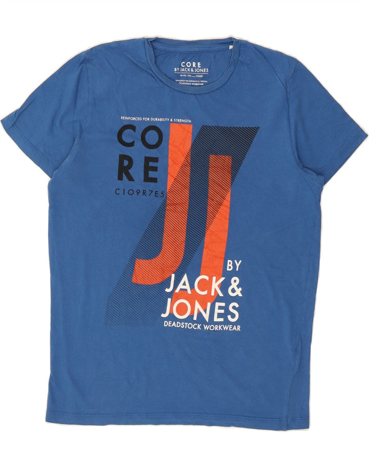 JACK & JONES Mens Graphic T-Shirt Top Large Blue Cotton Vintage Jack & Jones and Second-Hand Jack & Jones from Messina Hembry 