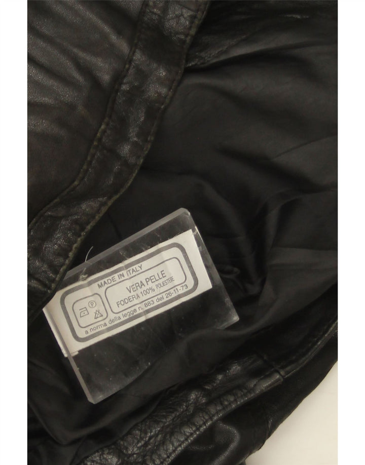 Bomber din piele vintage pentru femei UK 14, mare, neagră