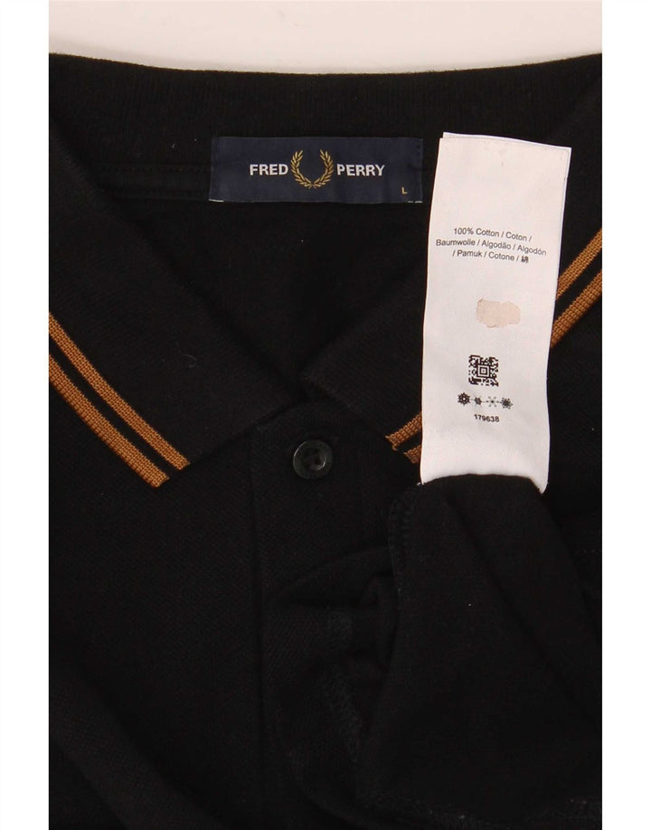 Fred Perry Polo pentru bărbați, mare, negru, bumbac