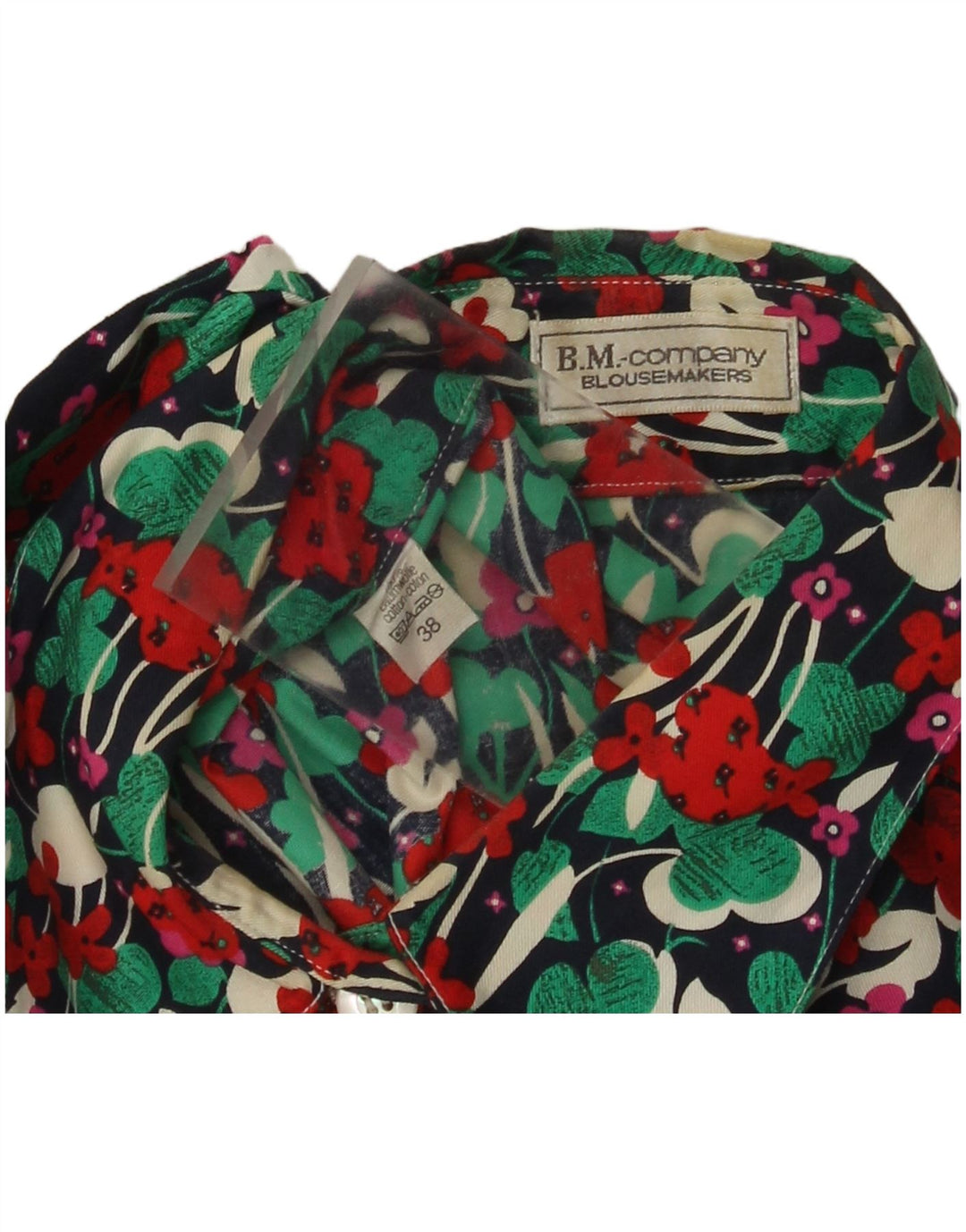 Bluză cămașă vintage cu mânecă scurtă pentru femei EU 38 Medium Multicolor Floral