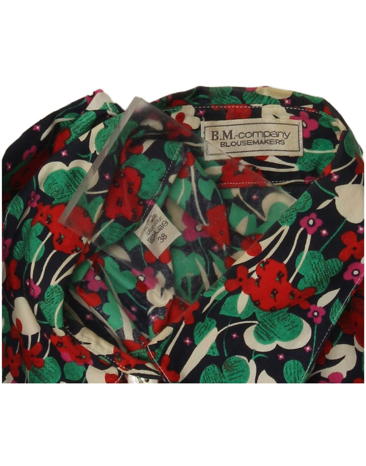 Bluză cămașă vintage cu mânecă scurtă pentru femei EU 38 Medium Multicolor Floral