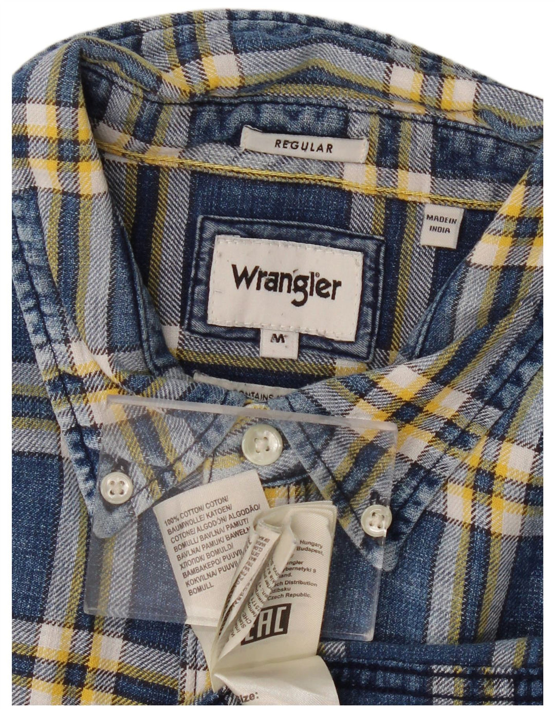 Cămașă de flanel pentru bărbați WRANGLER, bumbac cu carouri, albastru marin mediu