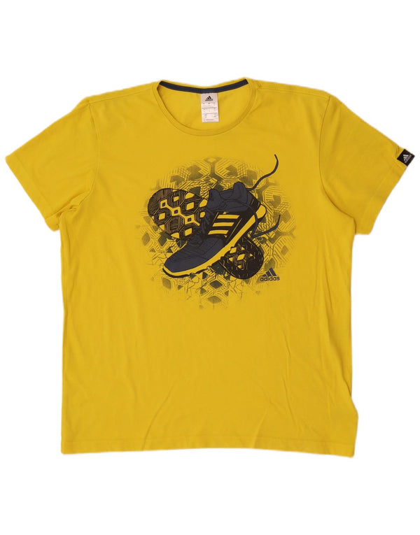Tricou grafic Adidas pentru bărbați Top mare din bumbac galben