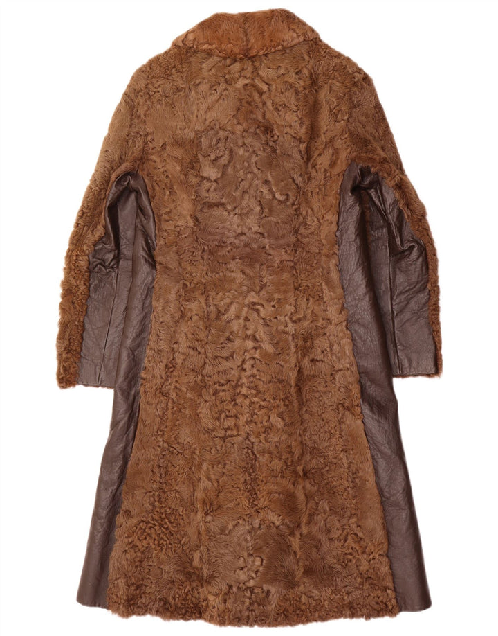 Pardesiu de blană pentru femei VINTAGE UK 10 mic maro