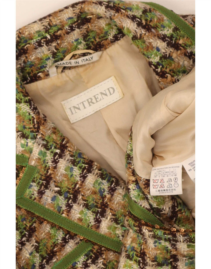 Jachetă Blazer pentru femei Intrend UK 10 Lână virgină cu carouri mici, verde