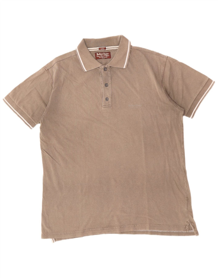 MARLBORO CLASSICS Tricou polo pentru bărbați din bumbac maro mare