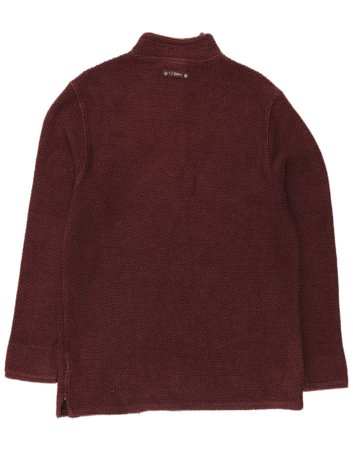 WEIRD FISH Hanorac pentru bărbați cu fermoar și gât Pulover XL bumbac burgundă