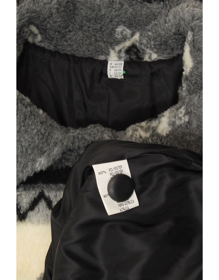 VINTAGE Jachetă Sherpa Windbreaker pentru femei UK 20/22 2XL Bej cu dungi