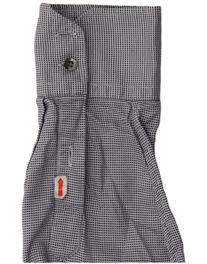 Cămașă pentru bărbați Lacoste cu carouri, mărimea 40, bumbac cu picior de găin, albastru mediu, clasică