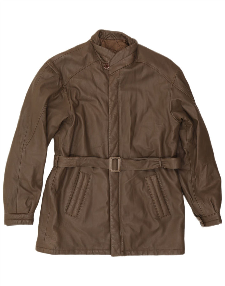 Jachetă de piele pentru bărbați VINTAGE IT 48 din piele maro medie