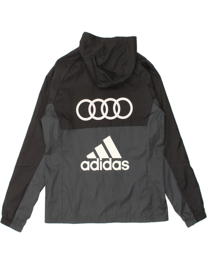 Jachetă de ploaie cu glugă grafică ADIDAS pentru bărbați UK 38 Medium Black Colorblock