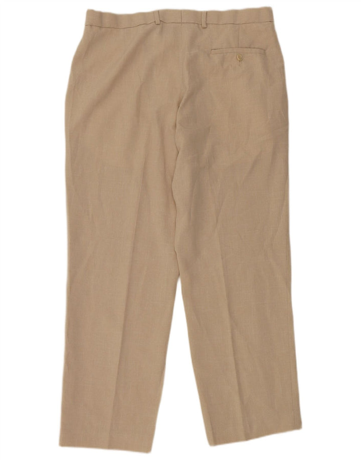 Pantaloni de costum pentru bărbați Marks & Spencer, cu ajustare normală, L34 L29, poliester bej