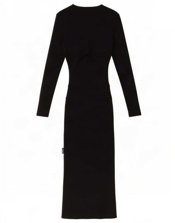 Rochie Maxi cu maneci lungi Zara pentru femei UK 12 Medium Black Viscose
