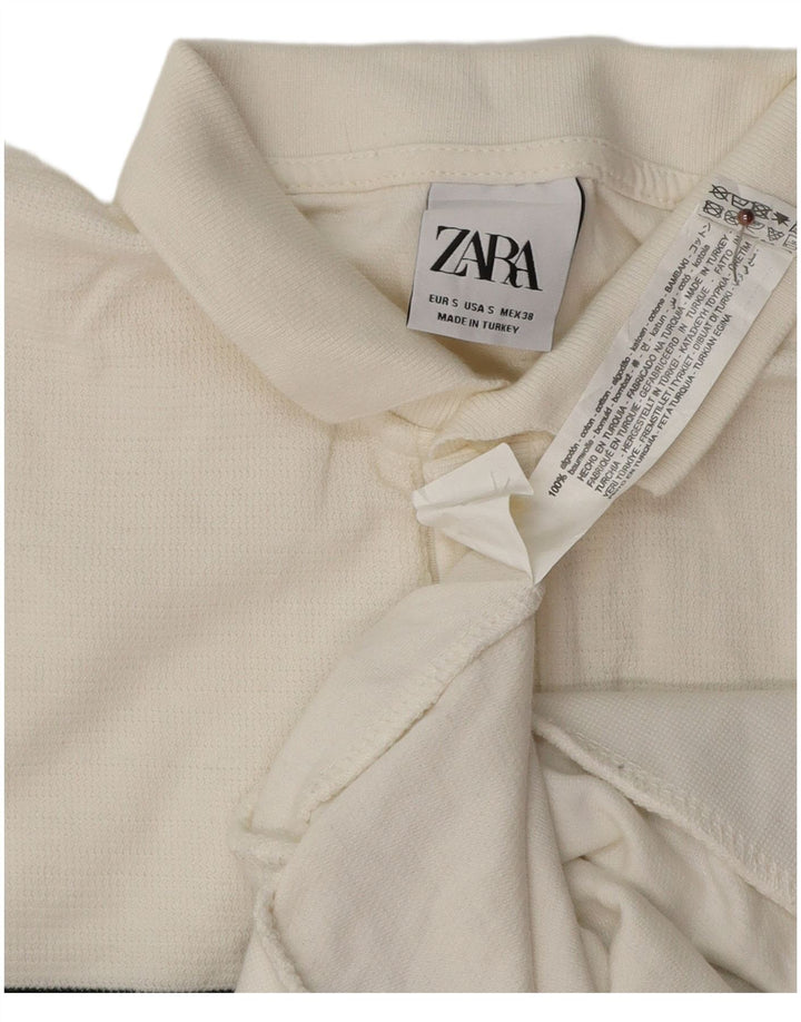 Tricou polo pentru bărbați Zara, mic, alb, din bumbac color bloc