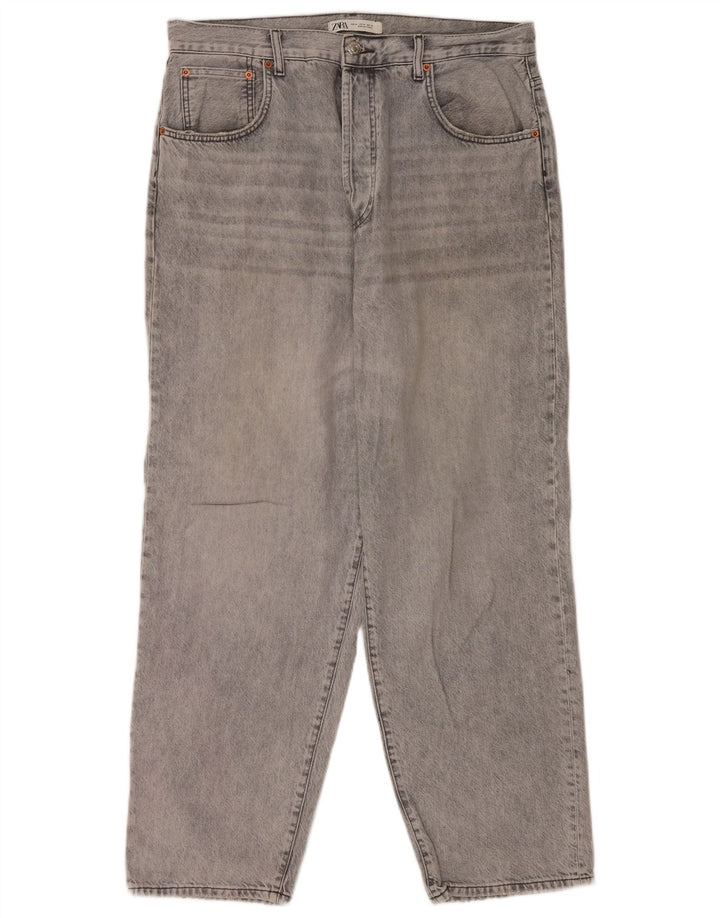 Blugi drepți pentru bărbați Zara EU 44 Large W34 L30 Bumbac gri