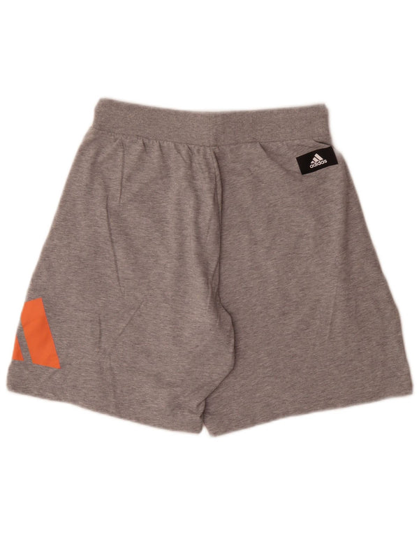 Pantaloni scurți sport pentru femei Adidas Graphic Relaxed Fit UK 14, bumbac gri mediu