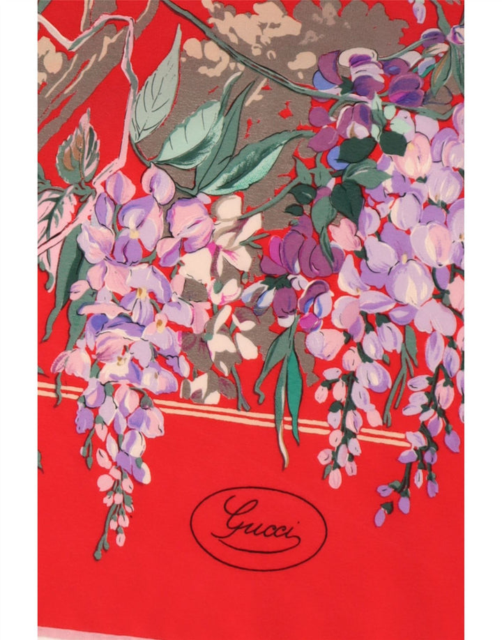 Eșarfă pătrată pentru femei Gucci, mărime unica, mătase florală roșie