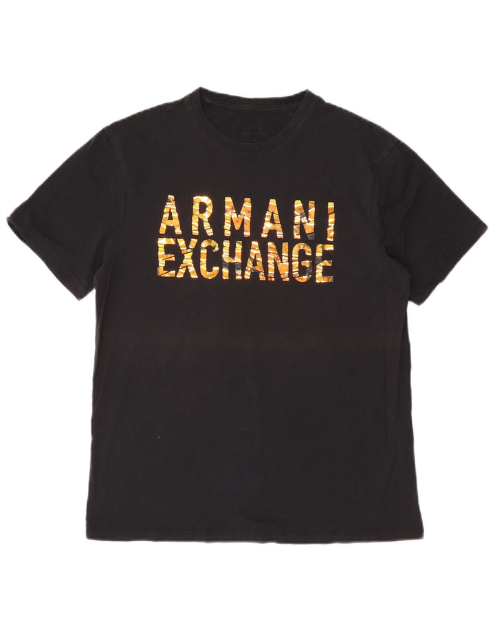 Armani Exchange tricou grafic pentru bărbați Top mic negru