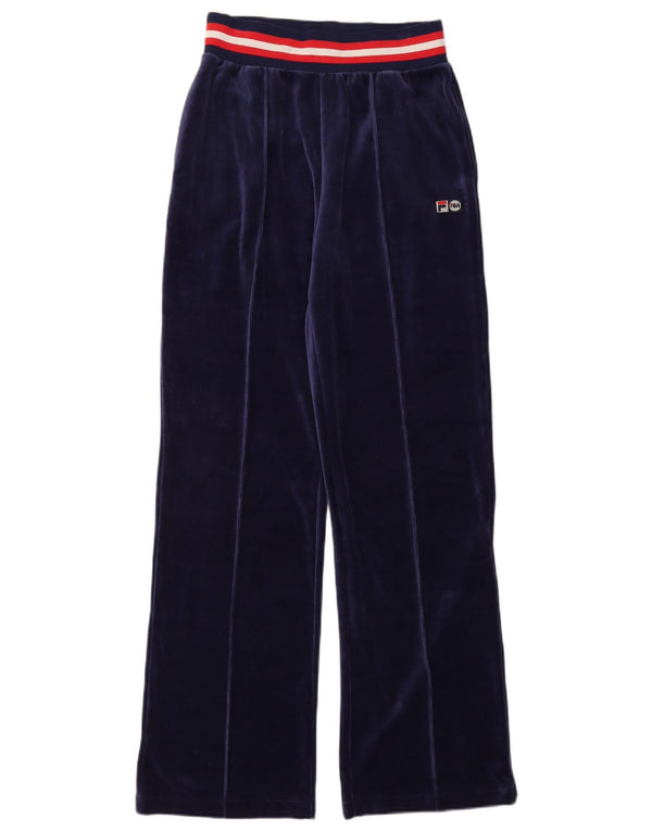 Pantaloni de trening Fila pentru femei cu picioare largi UK 12 Medium Bleumarin Colorblock