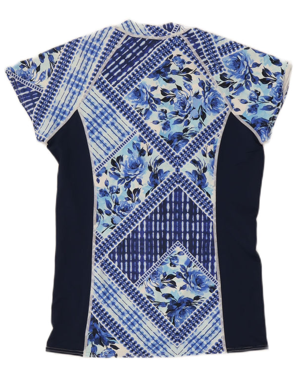 O'Neill Tricou grafic pentru femei cu decolteu cu fermoar Top UK 14 Mare bleumarin Floral