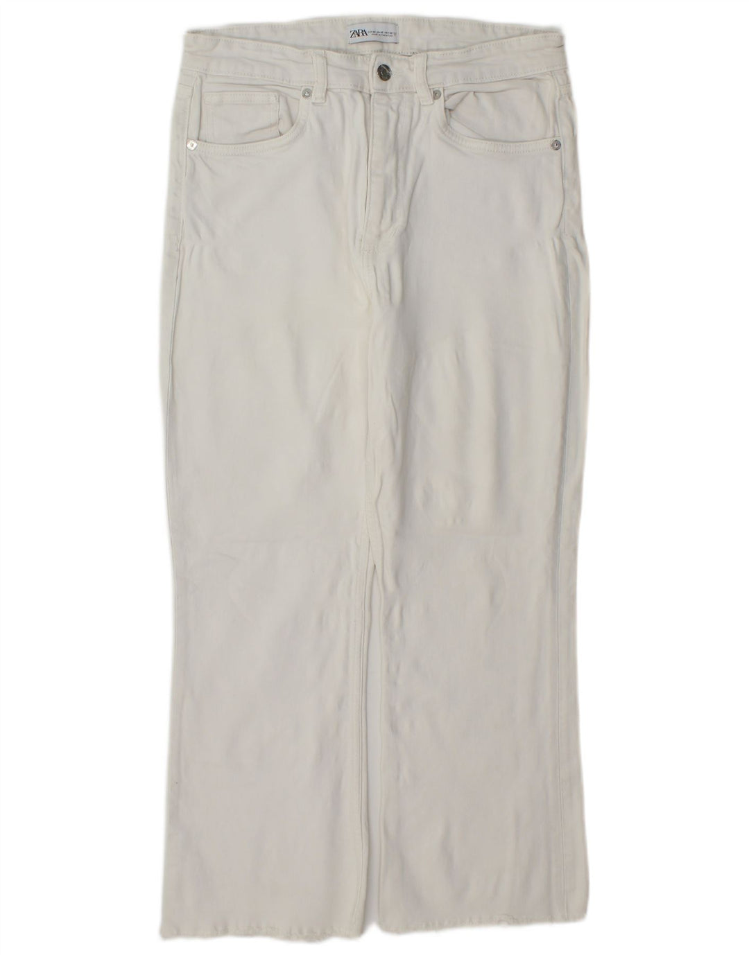 Pantaloni Drepți Decupați De Damă Zara Mari L32 L25 Alb