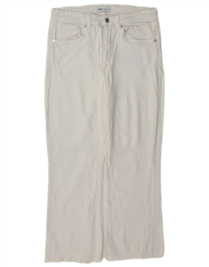 Pantaloni Drepți Decupați De Damă Zara Mari L32 L25 Alb