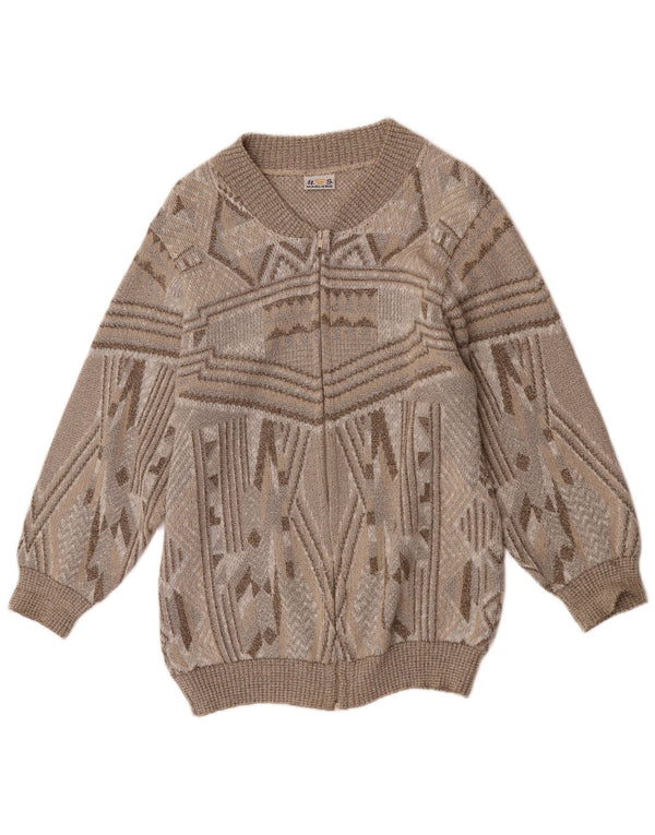 Pulover cardigan pentru femei Maglierie UK 16 mare maro geometric