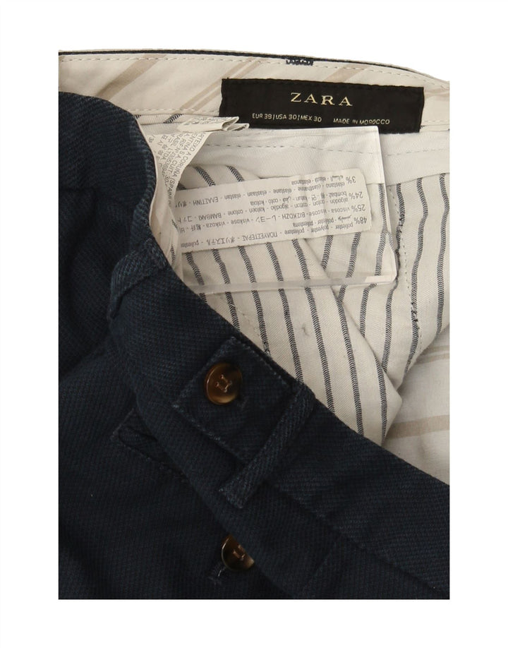ZARA Mens Slim Suit Trousers EU 38 Small W30 L31 Navy Blue Polyester Vintage Zara and Second-Hand Zara from Messina Hembry 