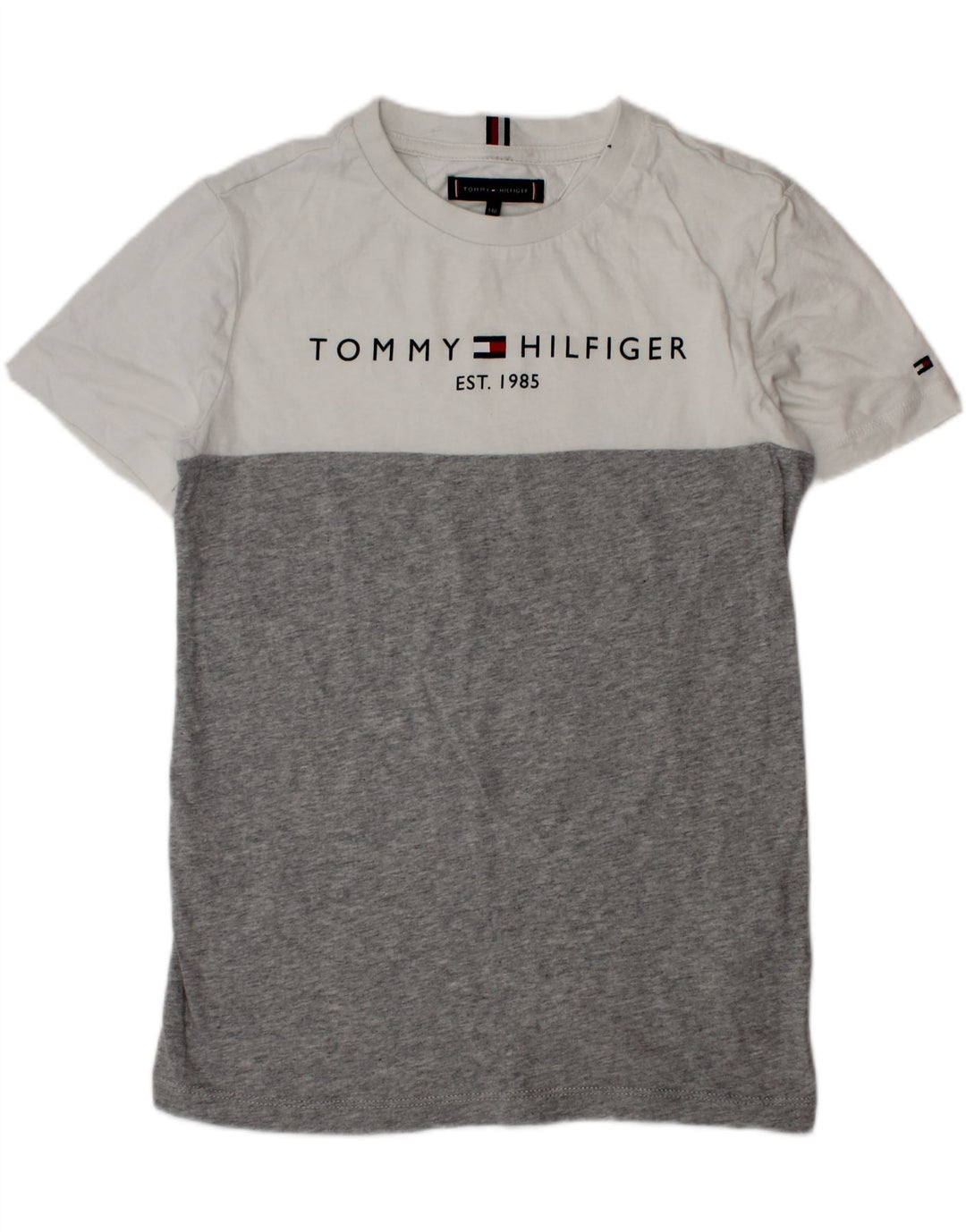 TOMMY HILFIGER Tricou grafic pentru băieți Top 9-10 ani, gri, bumbac color bloc