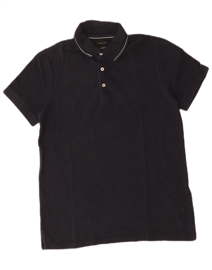 Tricou polo Massimo Dutti pentru bărbați, bumbac, albastru bleumarin mediu
